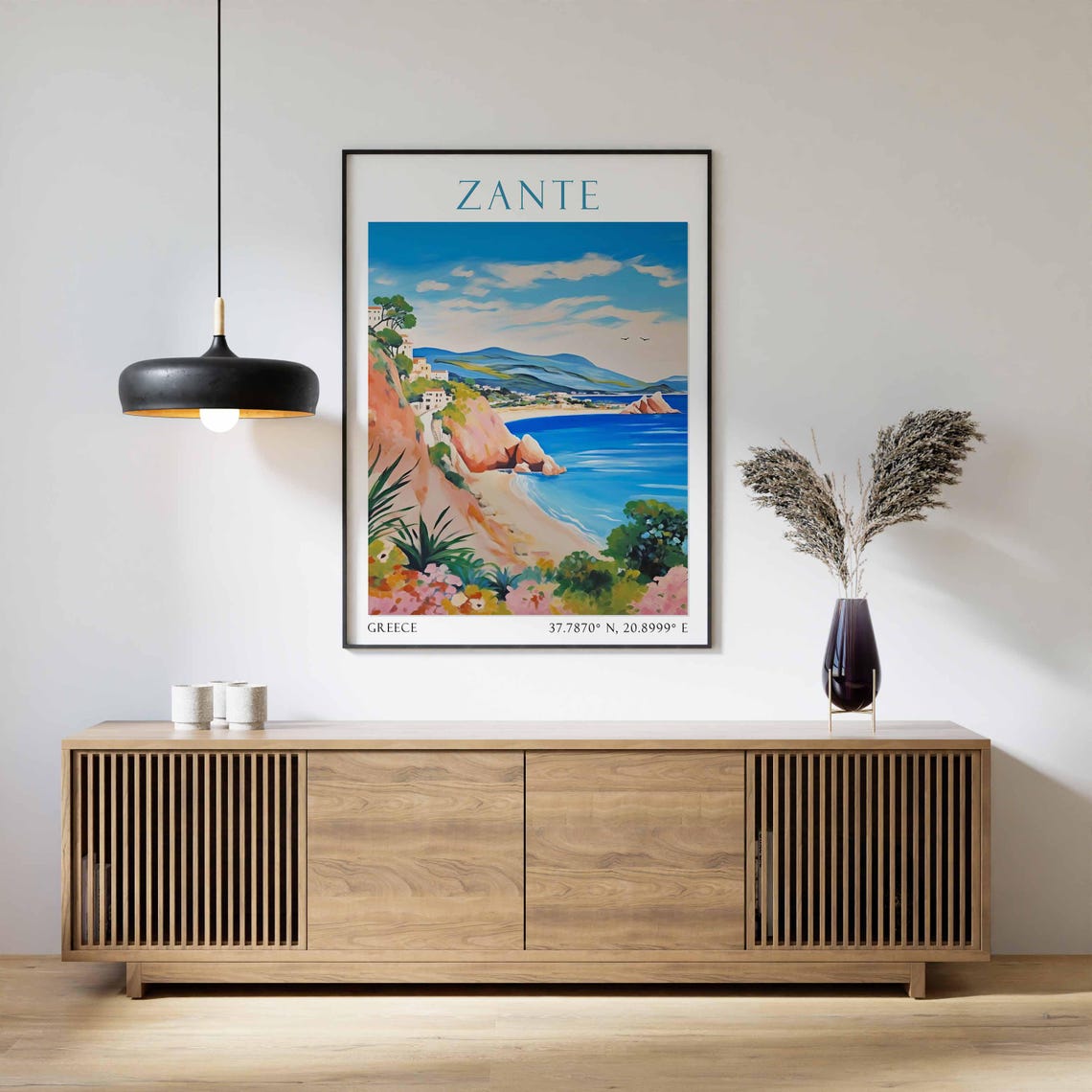 Zante Poster Zante Travel Print Greek Travel Poster Zante Gift Greece Travel Art Tropical Decor Botanical Wall Art Greek Art - Image 2