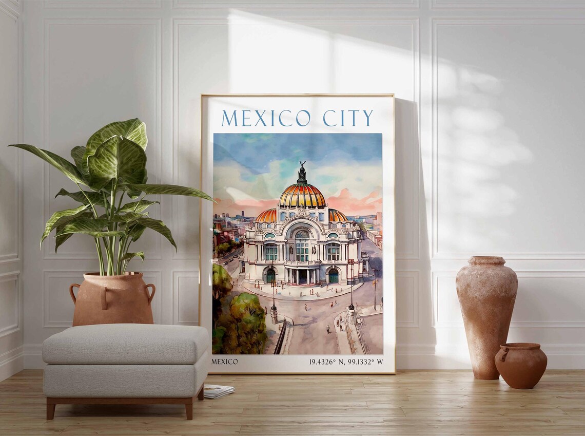 Mexico City Traditional Travel Print United States Mexico City Poster Mexico City Poster Wedding Gift Birthday Present - Image 3