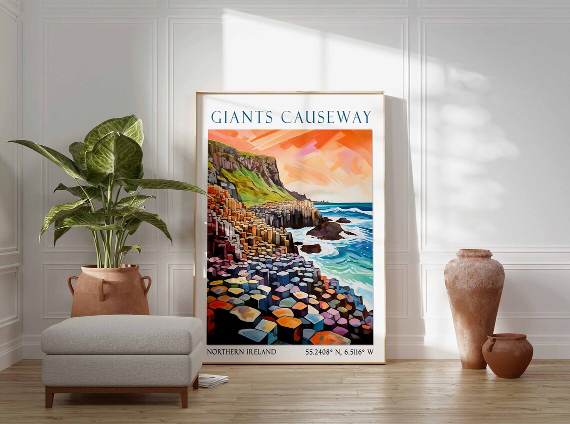 Giants Causeway Travel Print Giants Causeway Travel Poster Northern Ireland Wall Art Landscape Print Irish Travel Decor Coastal Decor - Image 2