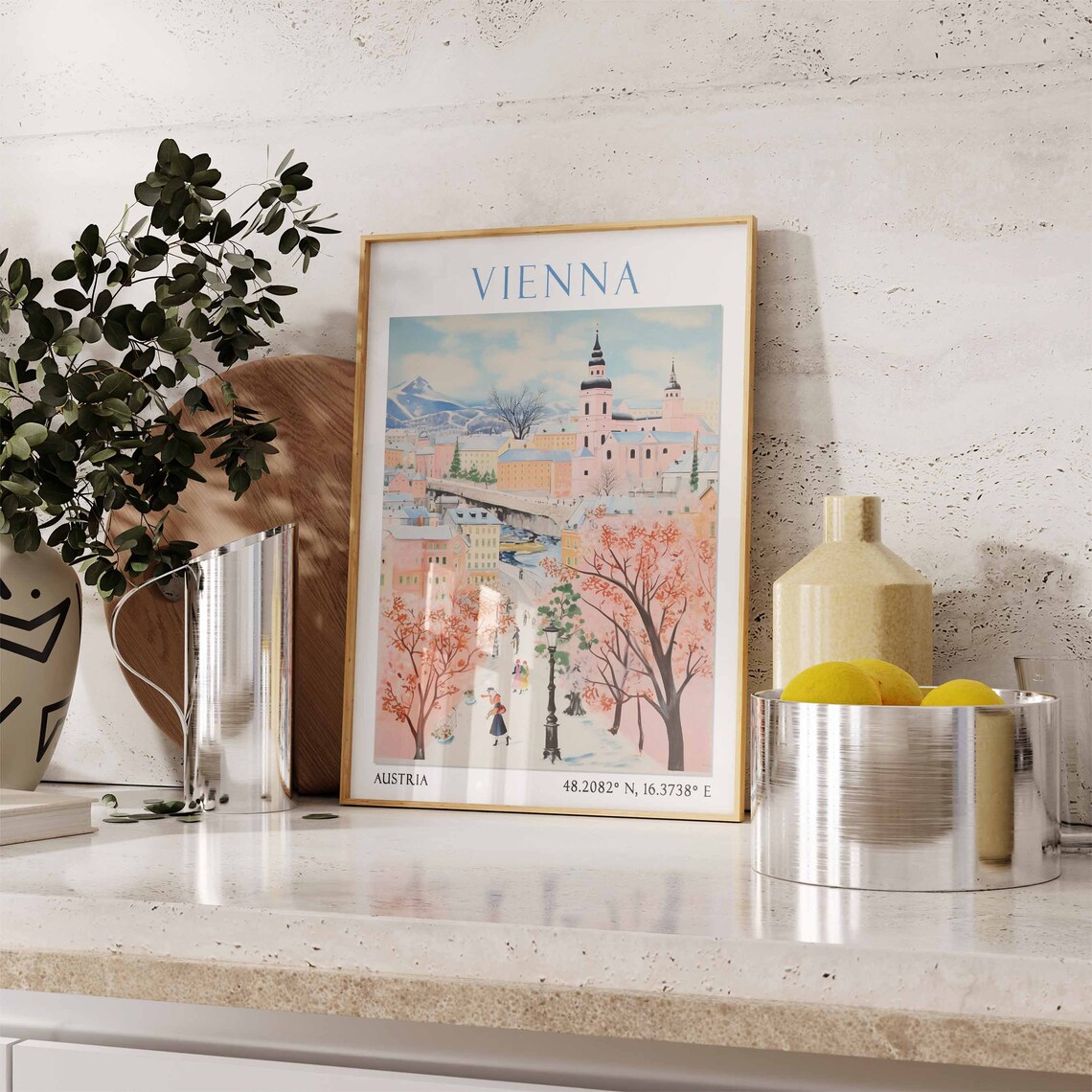 Vienna Travel Print Vienna Travel Poster Austria Wall Art Austrian Travel Decor Vienna Travel Gift Vienna Art Print Vintage Wall Art - Image 3