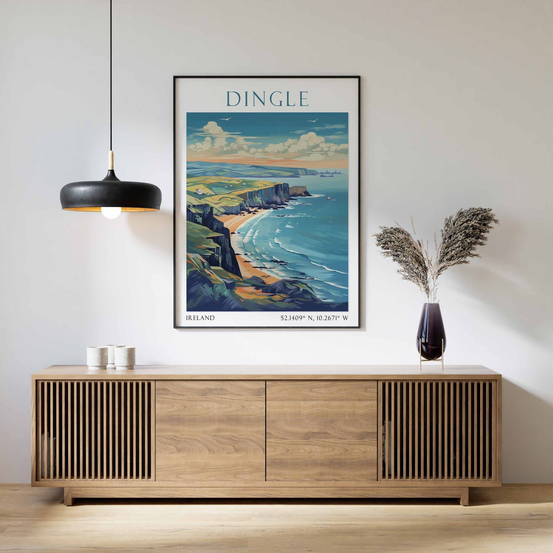 Dingle Ireland Golden Cliffs Over Sandy Beach Coastal Travel Poster - Image 3