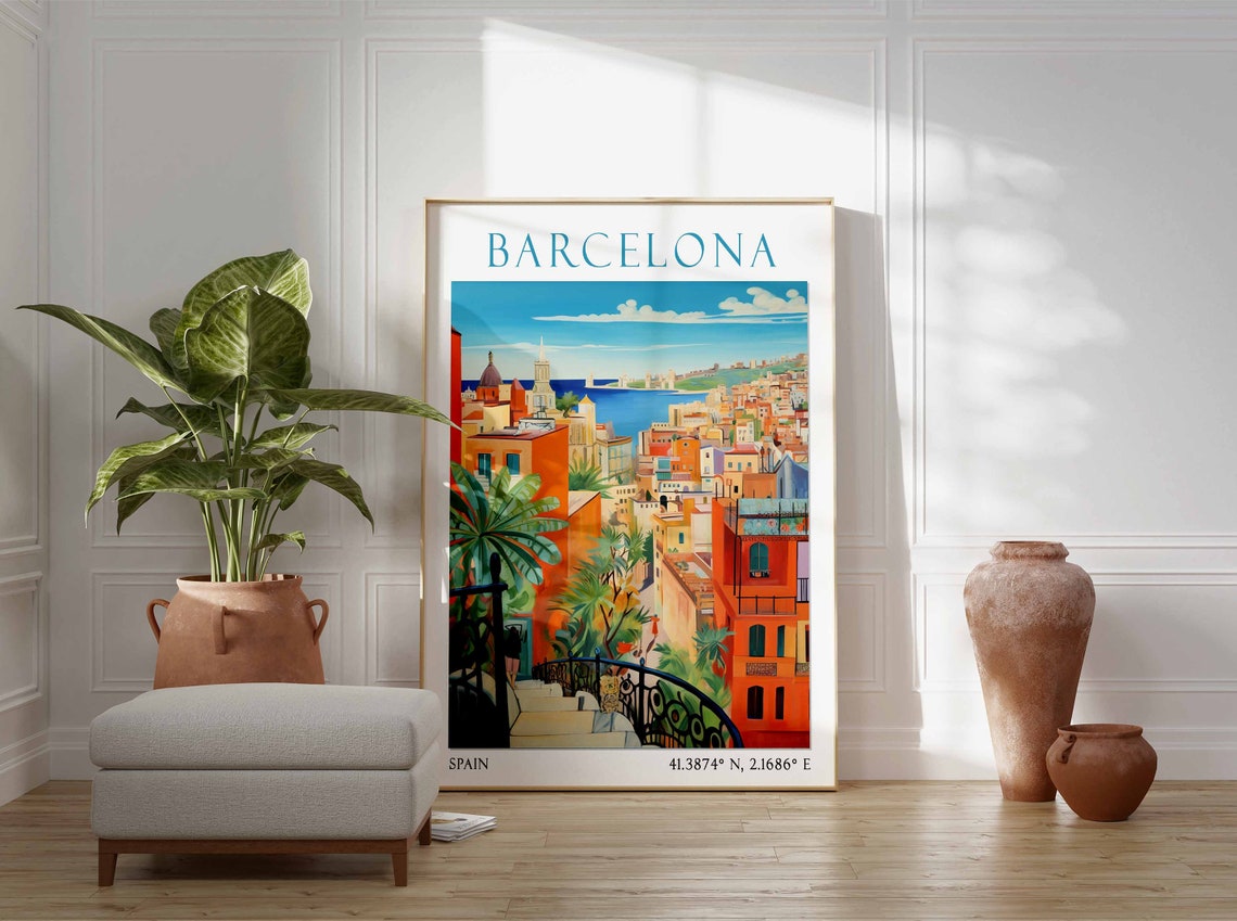 Barcelona Travel Print Barcelona Travel Poster Spain Travel Decor European Travel Decor Spain Travel Wall Art Barcelona Travel Gift - Image 2