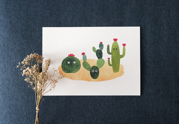 Cactus Watercolor Art Print, Botanical Poster