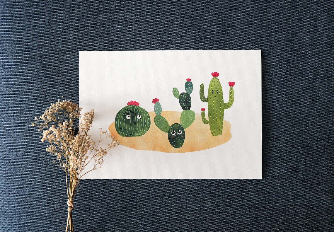 Cactus Watercolor Art Print, Botanical Poster