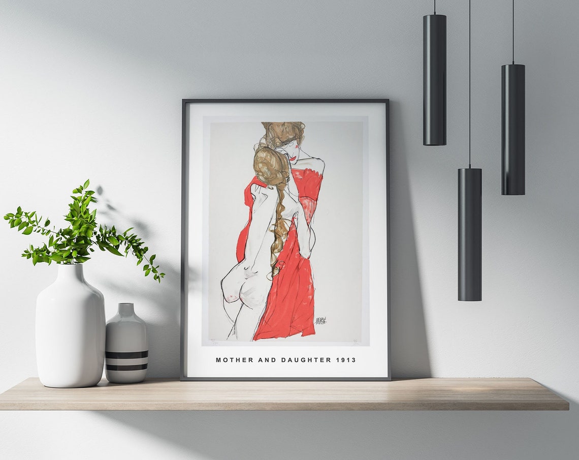 Egon Schiele Mother and Daughter 1913 Expressionist Art Poster