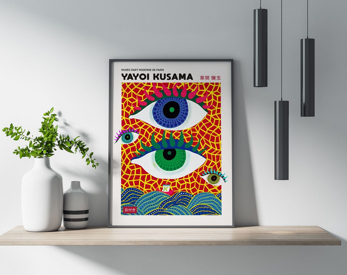 Yayoi Kusama Colored Eyes Exhibition Abstract Faces Art Poster