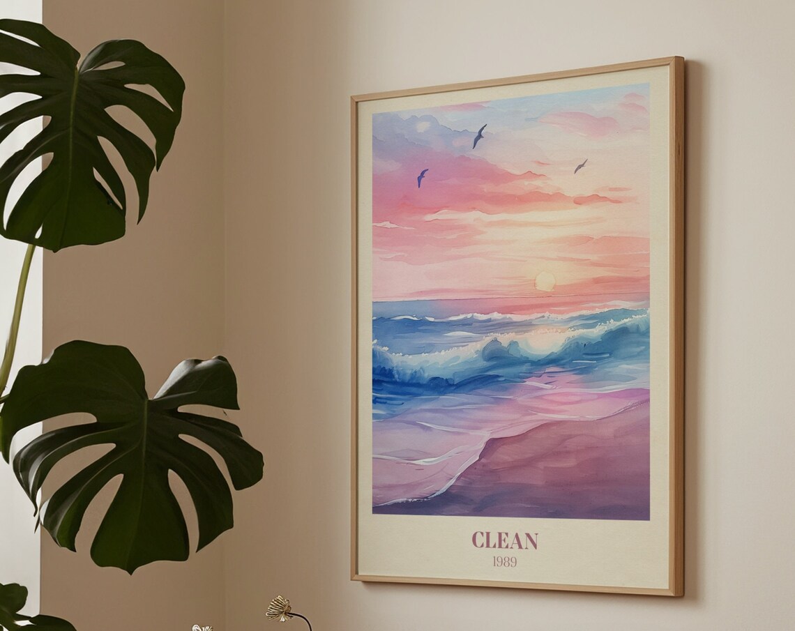Clean Print Music Wall Art, Watercolor Bedroom Decor