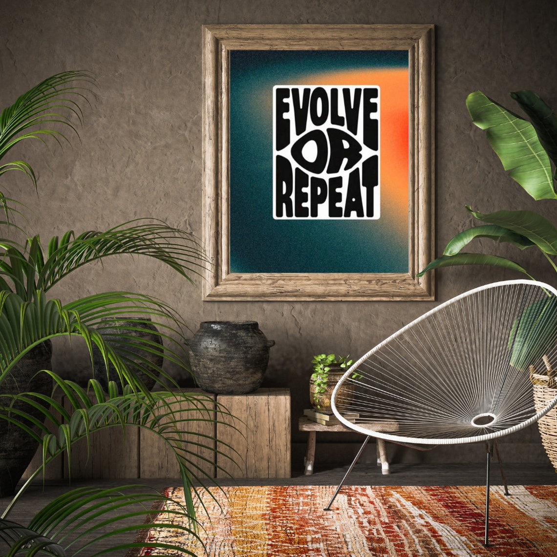 Evolve Or Repeat Retro Sticker Bold Gradient Motivational Poster - Image 2