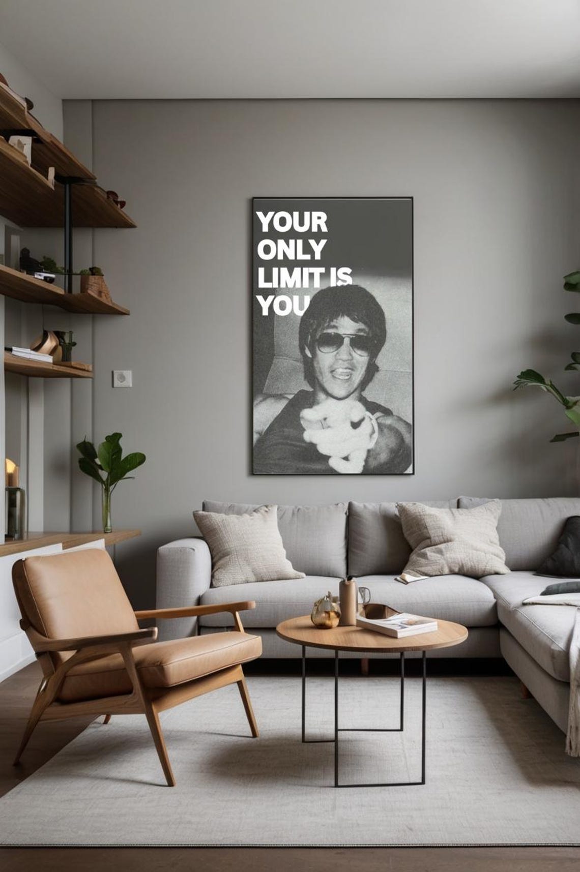 Your Only Limit Is You Bruce Lee Black and White Photo Poster