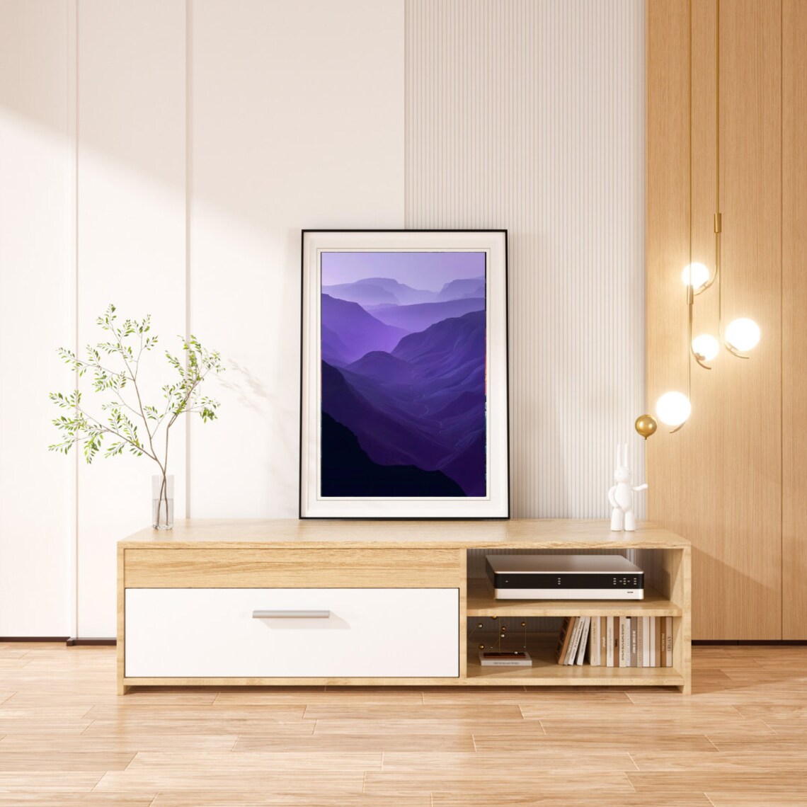 Purple Mountain Landscape Art Calm Wall Print - Image 2