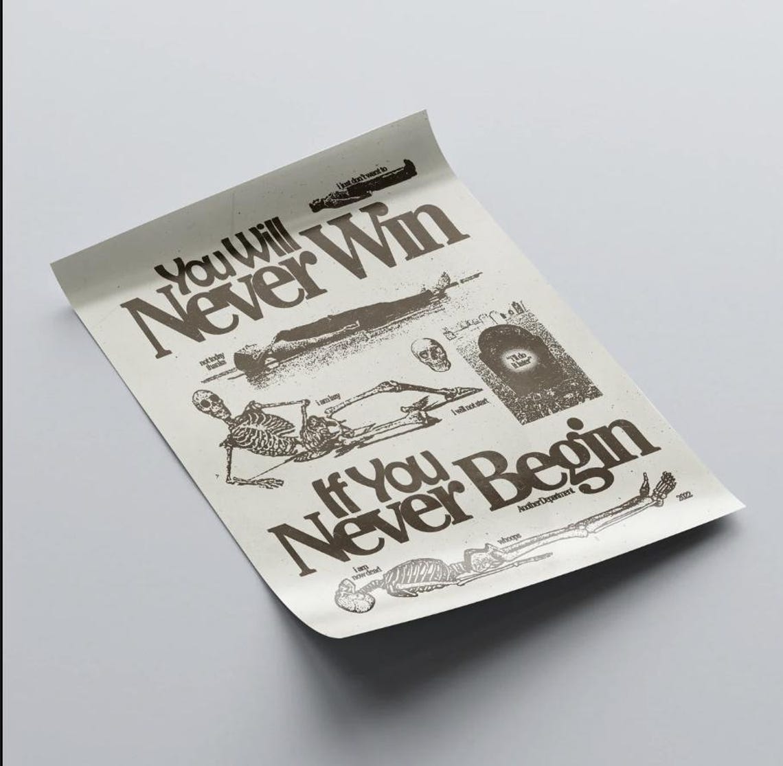 You Will Never Win If You Never Begin Vintage Skeleton Poster - Image 2