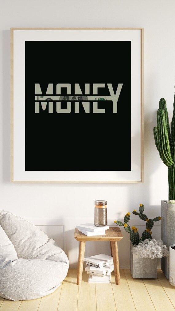 Minimalist Money Art Bold Typography With Cash Design Wall Print