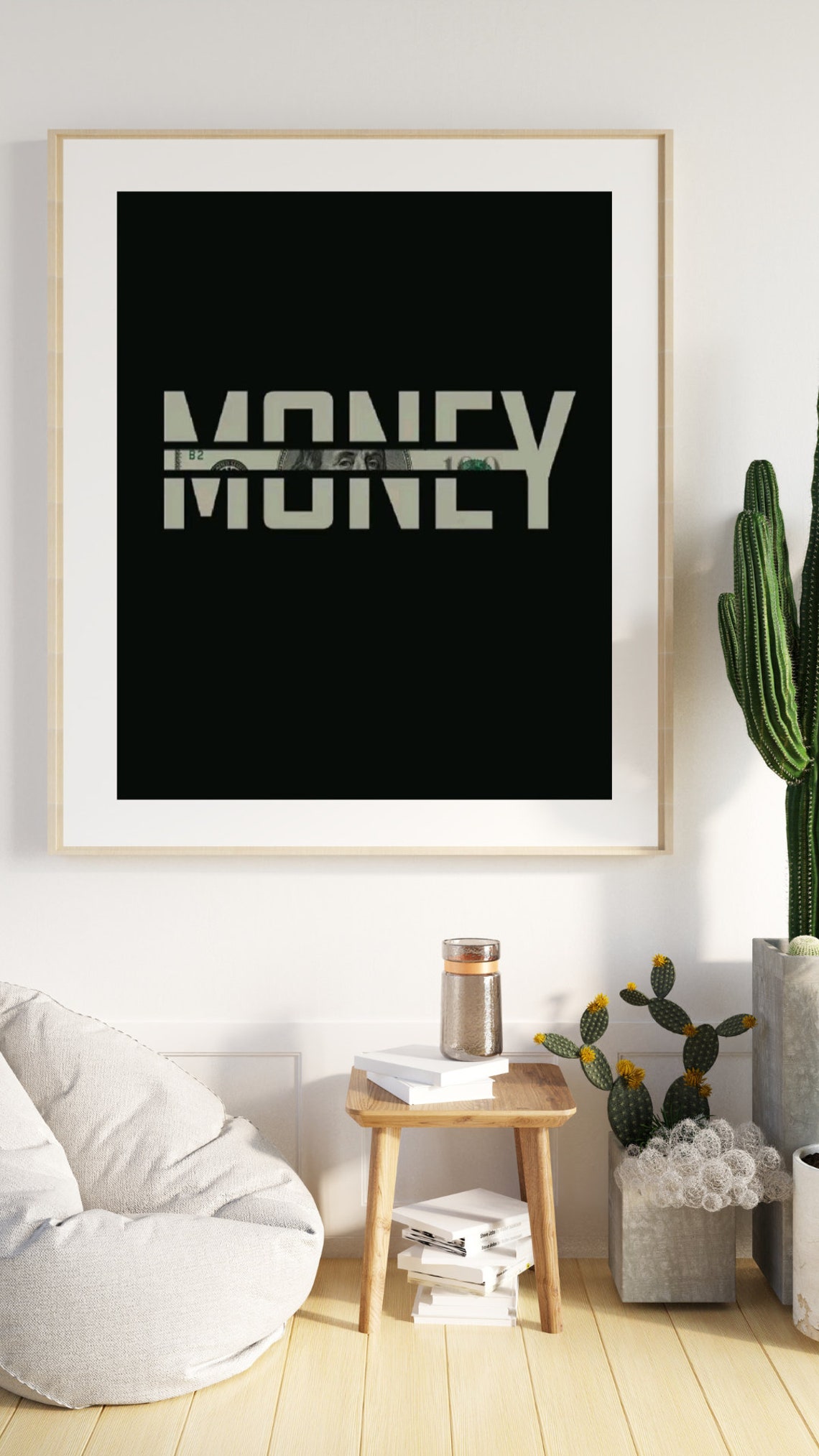 Money Typography Hundred Dollar Bill Black Bold Finance Poster