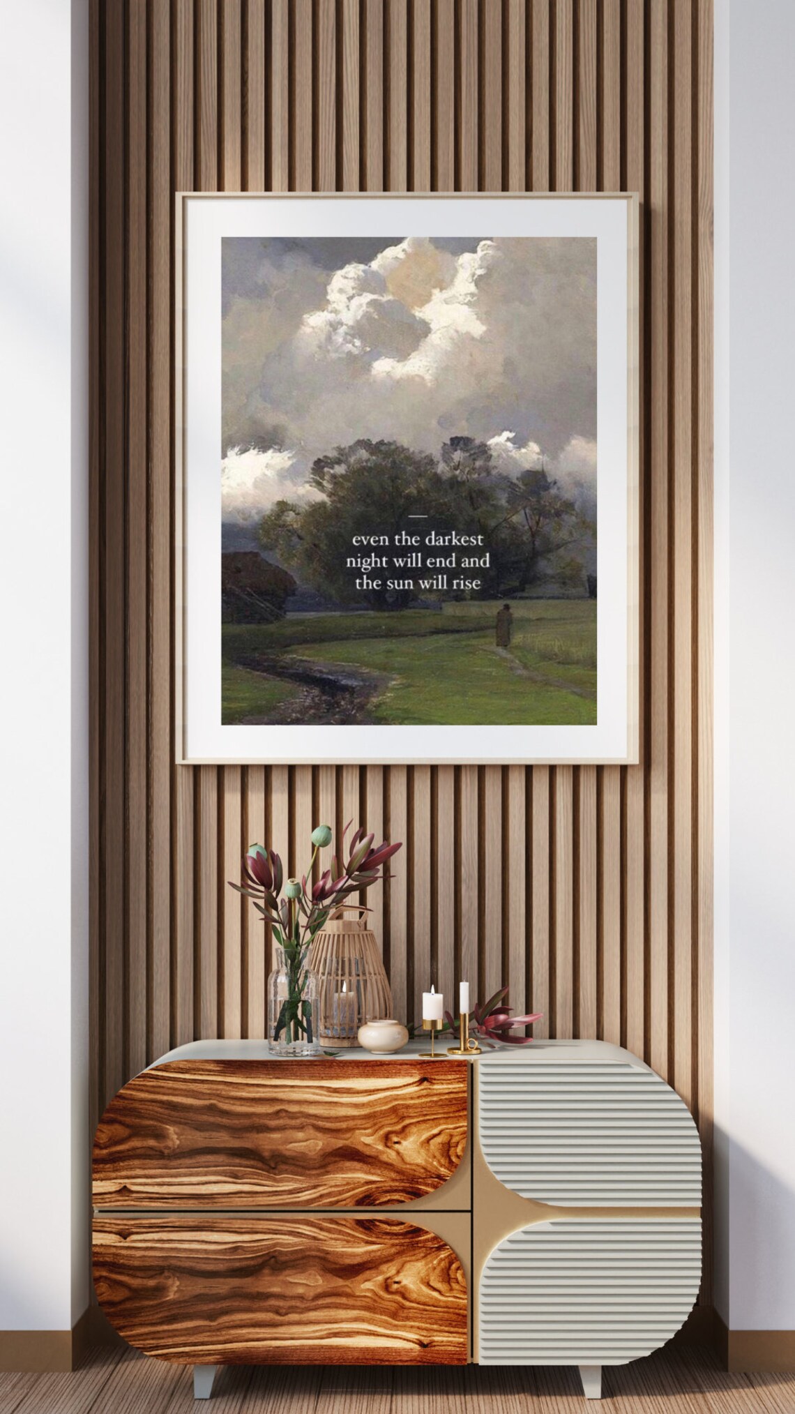 Even the Darkest Night Will End and the Sun Will Rise Nature Quote Poster - Image 2