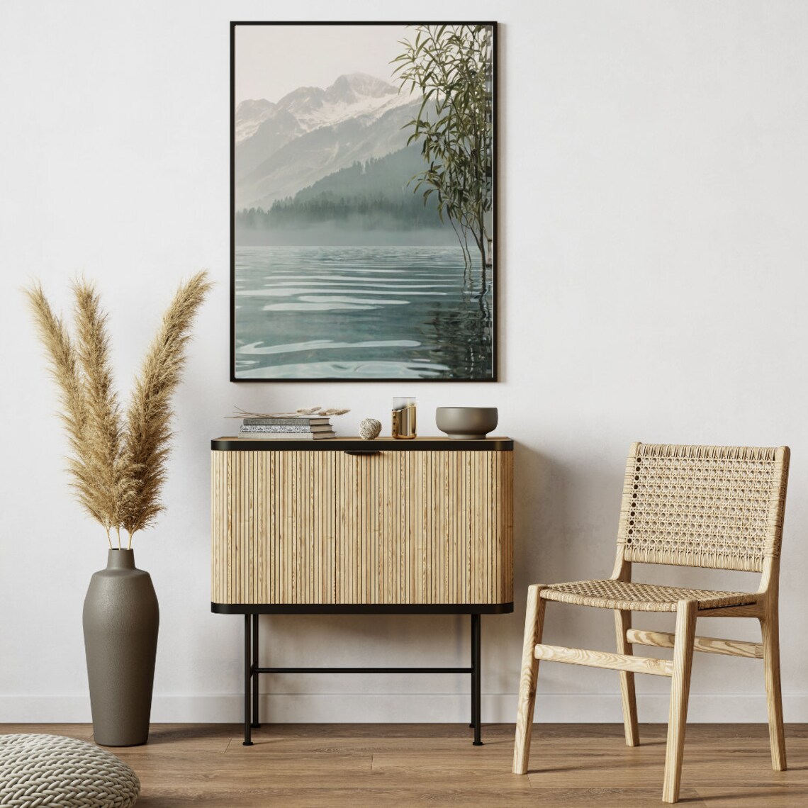 Serene Mountain Reflection Wall Art Tranquil Landscape