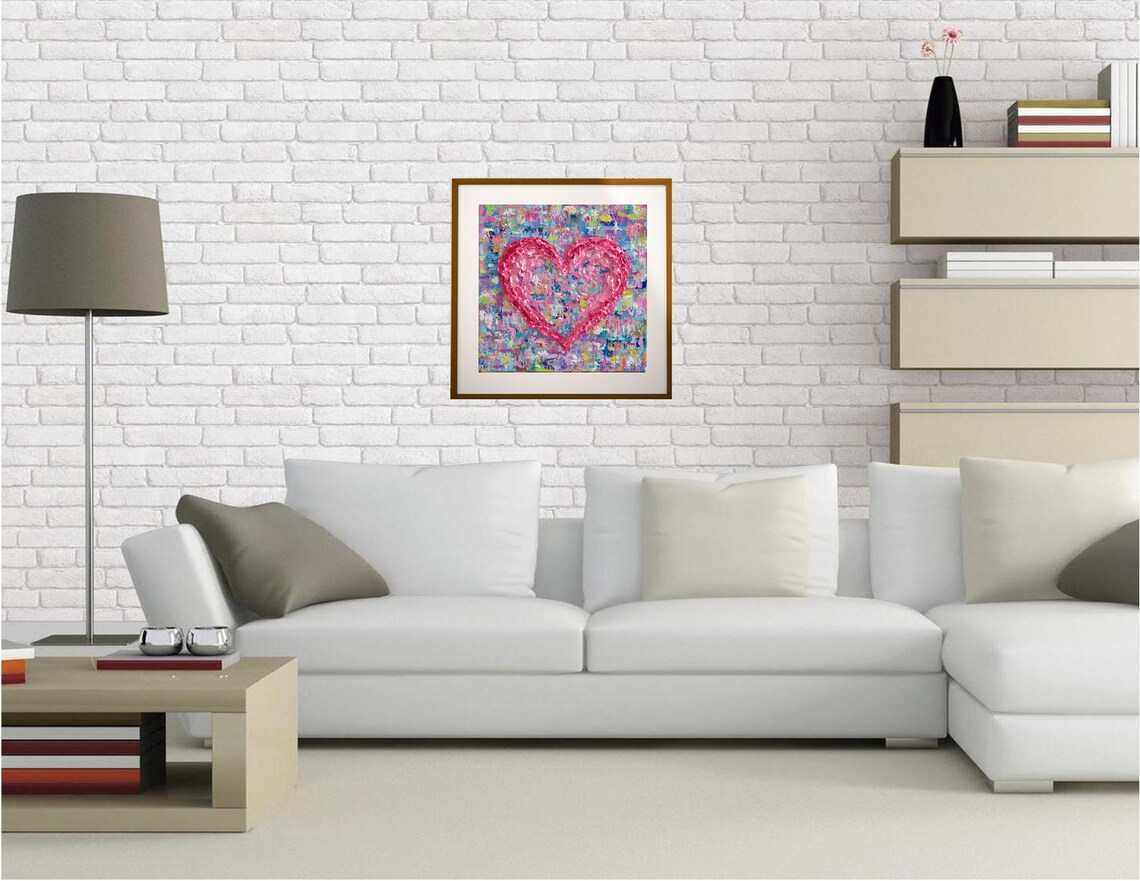Abstract Heart Impasto Art Print for Valentine Love - Image 2