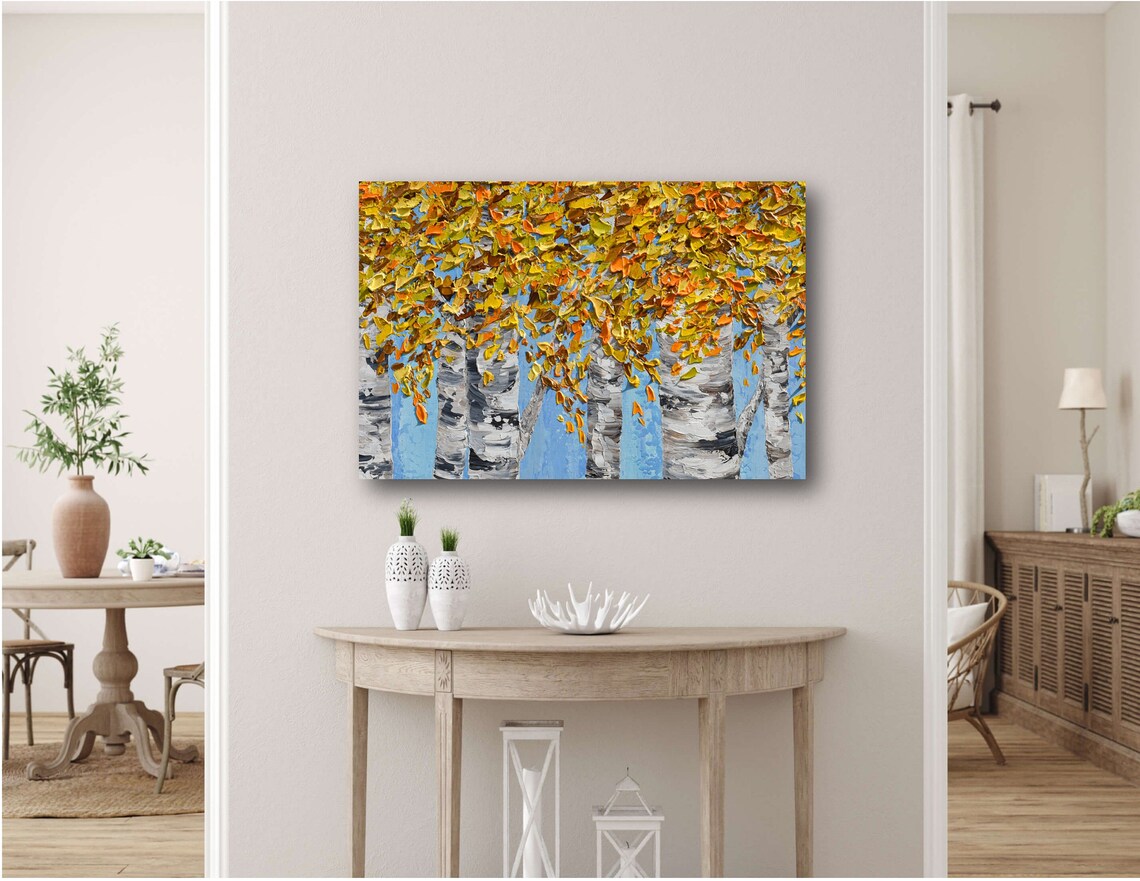 Birches Painting Print, Fall Trees Wall Art - Image 3