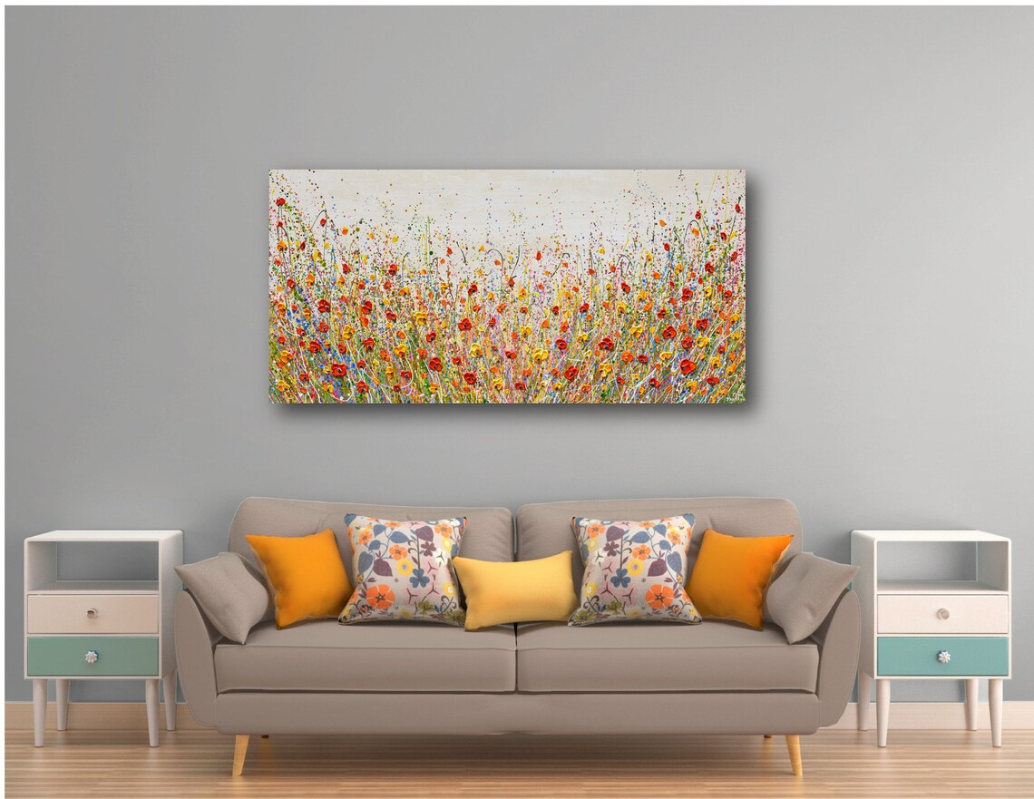 Wildflower Meadow Poppies, Abstract Floral Art Print - Image 2