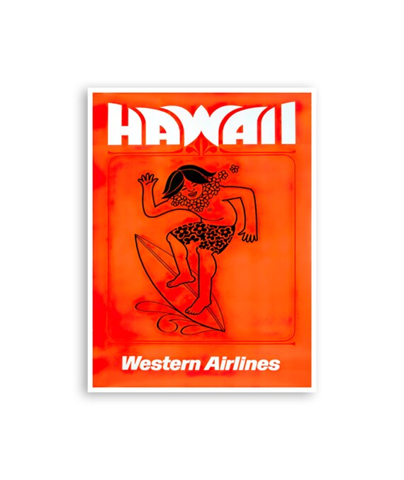 Hawaii Surfing Art Hawaiian Print Vintage Travel Poster Xr4313
