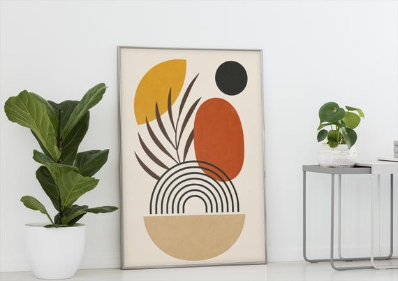 Modern Boho Geometric Print Abstract Shapes Art