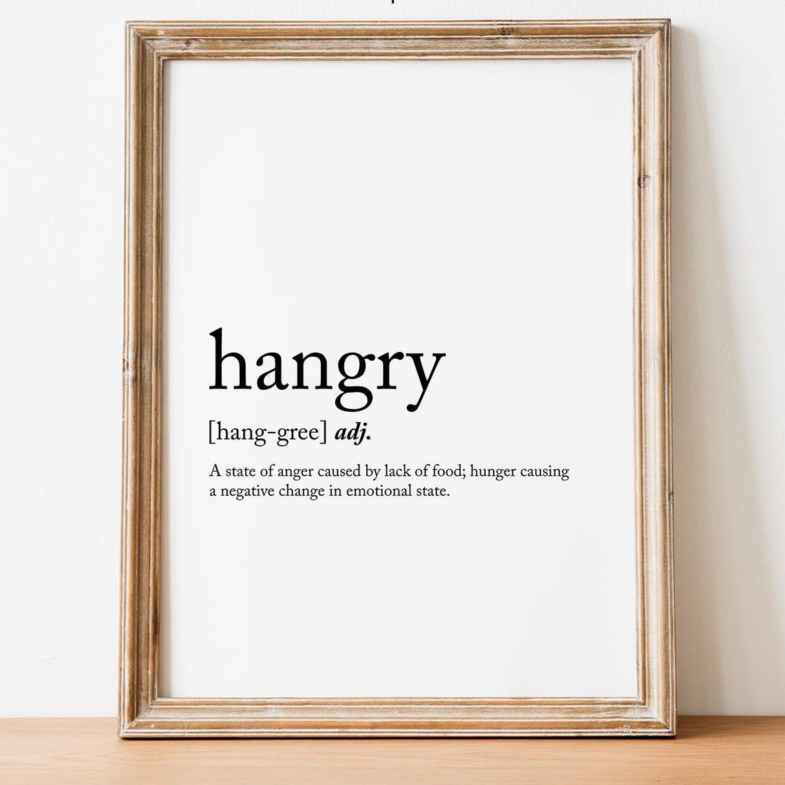 Hangry Definition Poster Funny Dictionary Print Wall Art Minimalist Typography Home Decor Kitchen Humor Gift