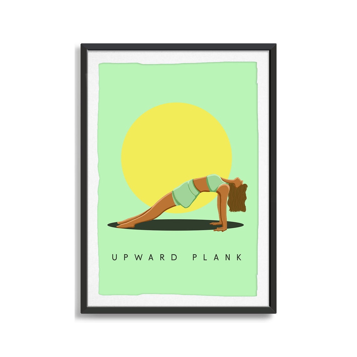 Upward Plank Retro Yoga Backbend Sun Circle Flat Illustration Print - Image 2