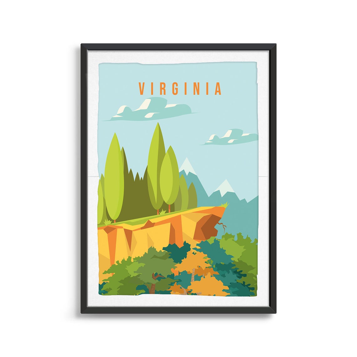 Virginia Mountain Poster With Forest Cliff Overlook Peak View Art