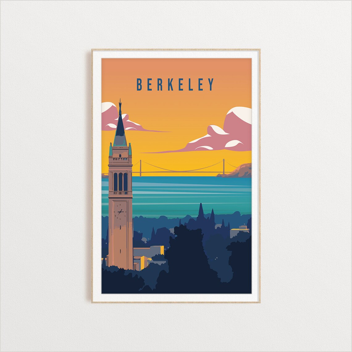 Berkeley Travel Illustration, Country Poster Art