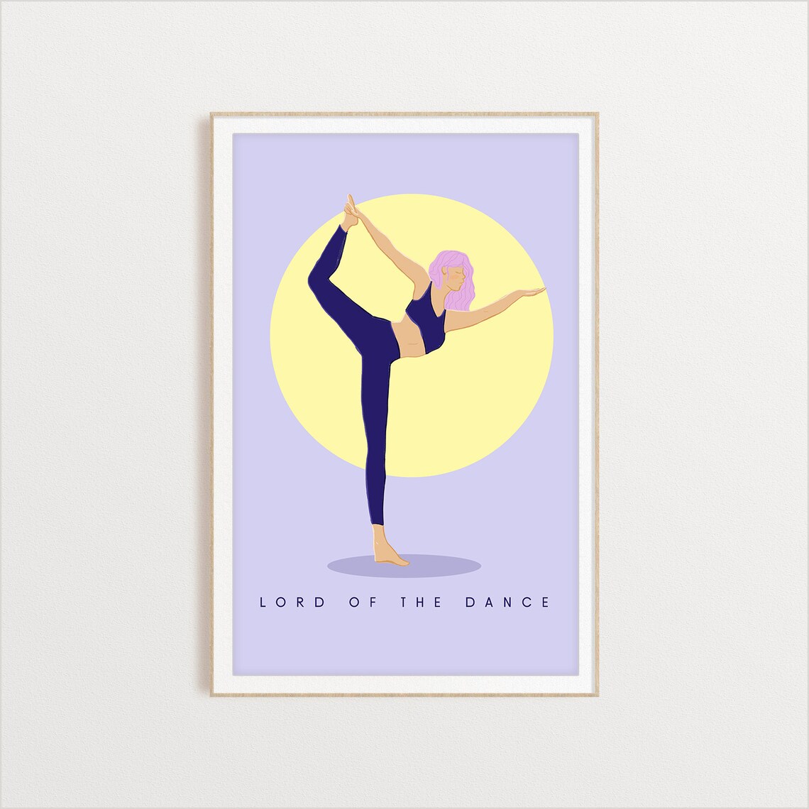 Lord Of The Dance Retro Yoga Standing Balance Sun Circle Flat Illustration Print