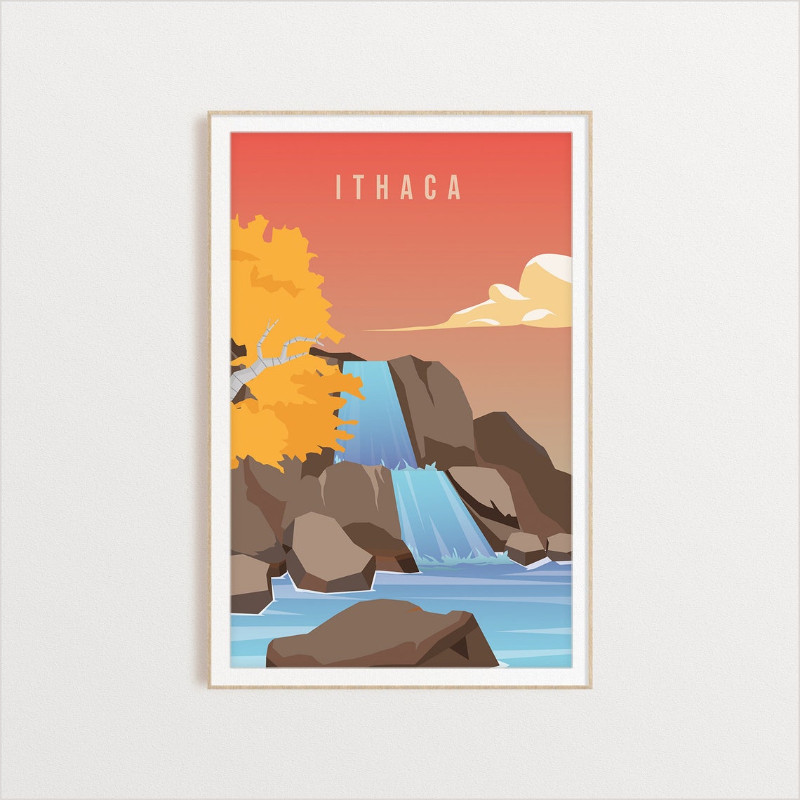 Ithaca Country Poster Art City Wall Art Country Art Country Poster Country Print Country Art Ithaca Travel Illustration - Image 2