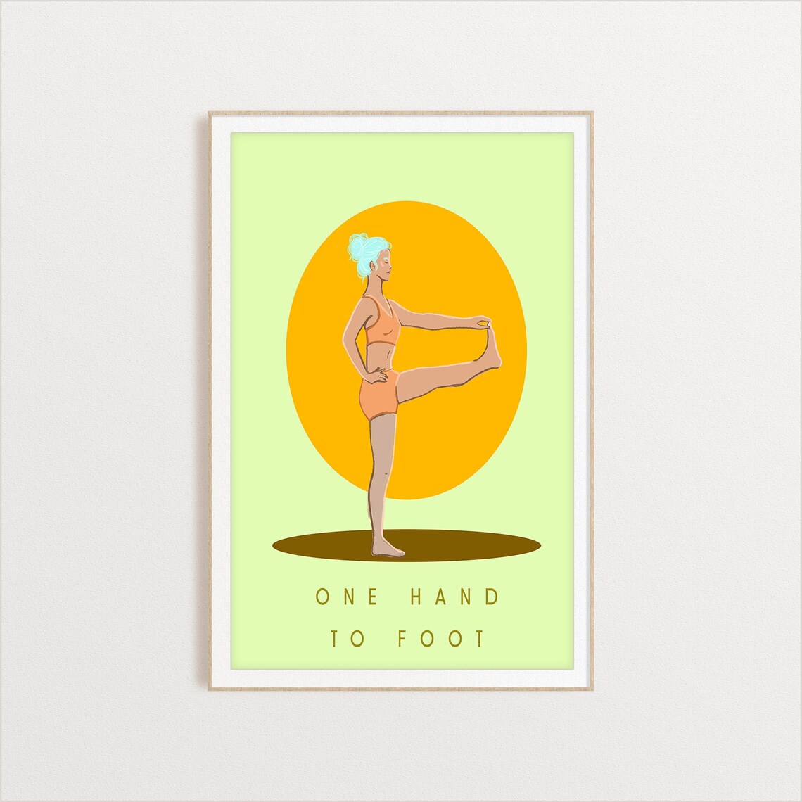 One Hand To Foot Yoga Pose Illustration With Golden Sun Poster - Image 2