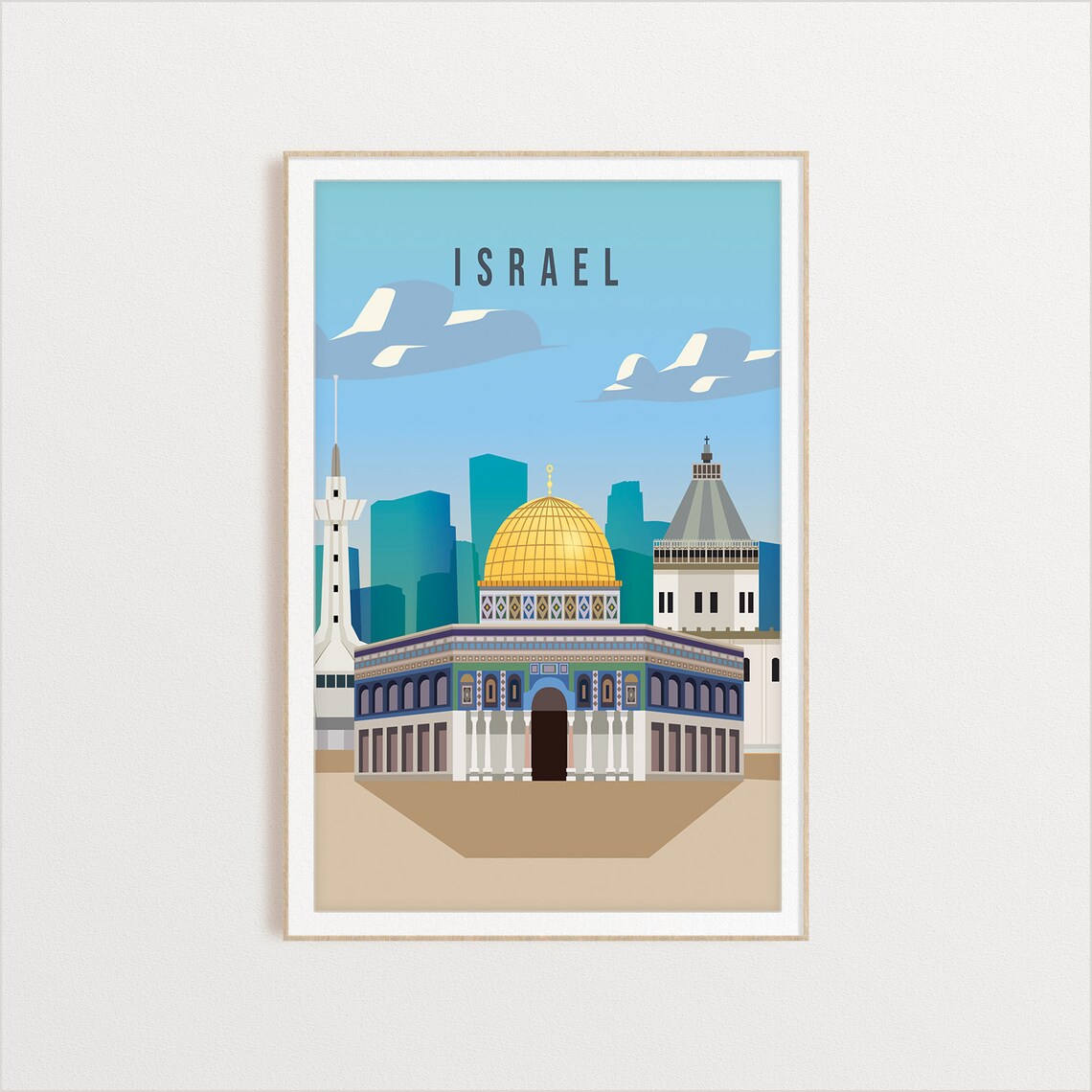 Israel Travel Poster, Country and City Wall Art