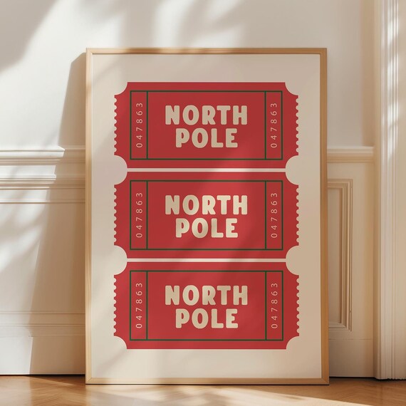 North Pole Ticket Holiday Decor Art Print