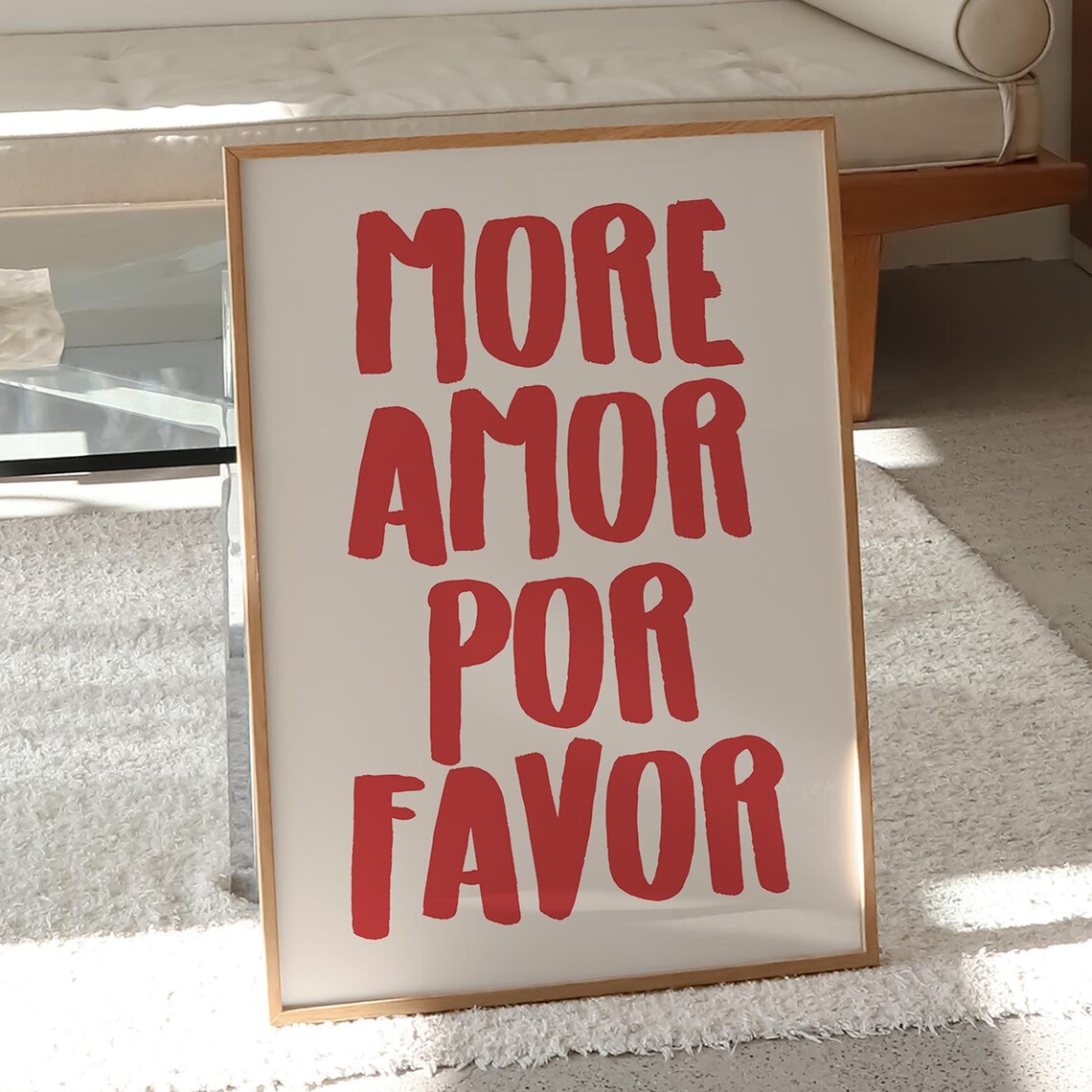 More Amor Por Favor Big Red Hand Drawn Letters Love Quote Wall Art