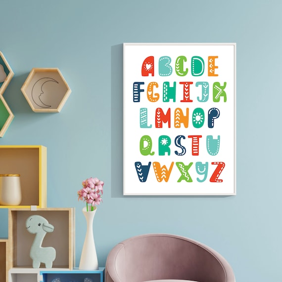 Colorful Playful Alphabet ABC Letters Nursery Kids Room Decor Art Poster