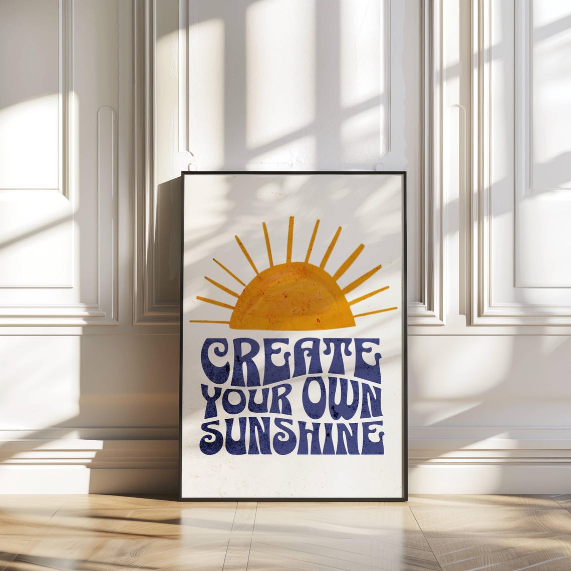Create Your Own Sunshine Retro Sun Quote Boho Positivity Poster - Image 2