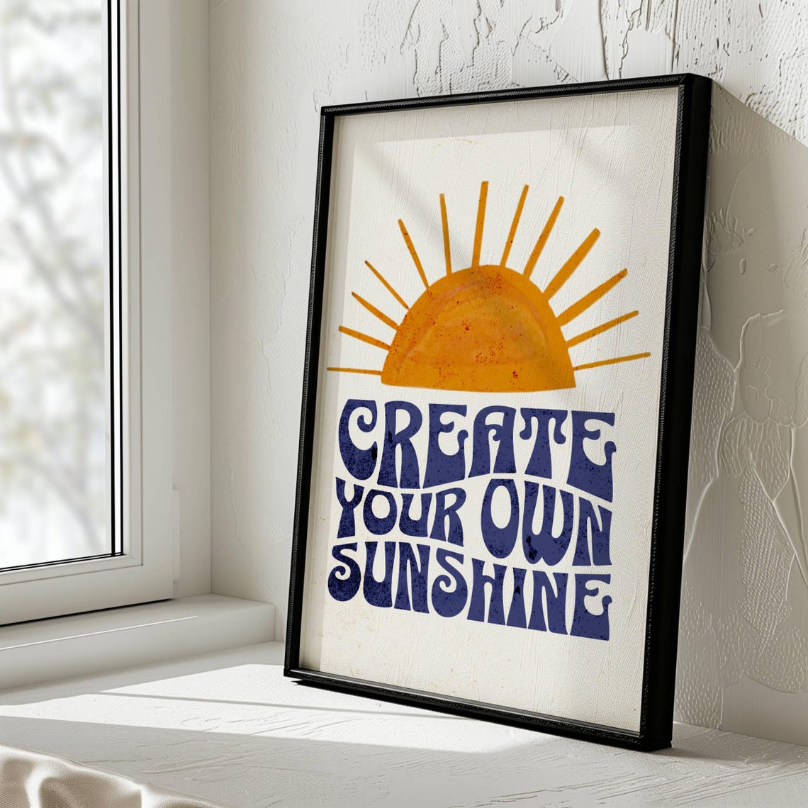 Create Your Own Sunshine Retro Sun Quote Boho Positivity Poster - Image 3