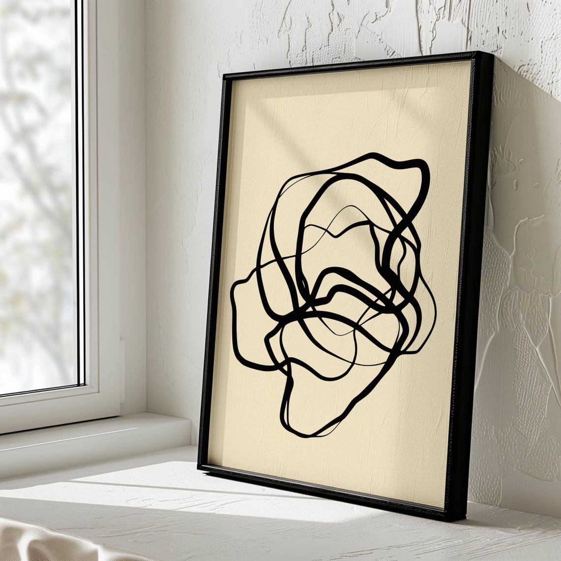 Neutral Abstract Line Drawing Modern Minimalist Gallery Art Poster