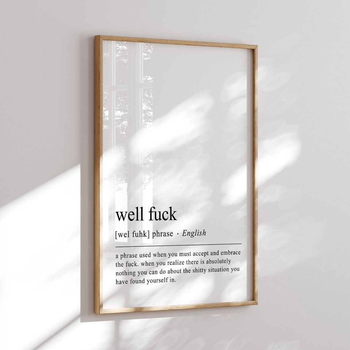 Well Fuck Definition Print Funny Home Office Decor Funny Wall Art Funny Wall Art Minimalist Home Decor Print - Image 2
