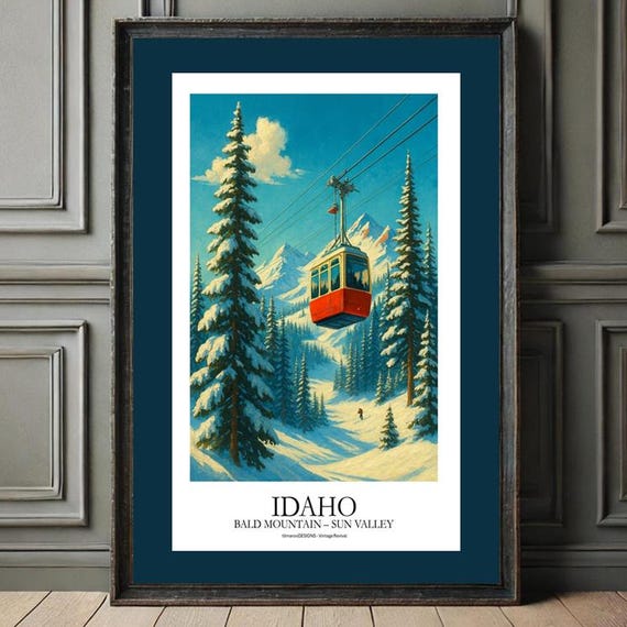 Vintage Sun Valley Ski Poster Retro Winter Travel Art