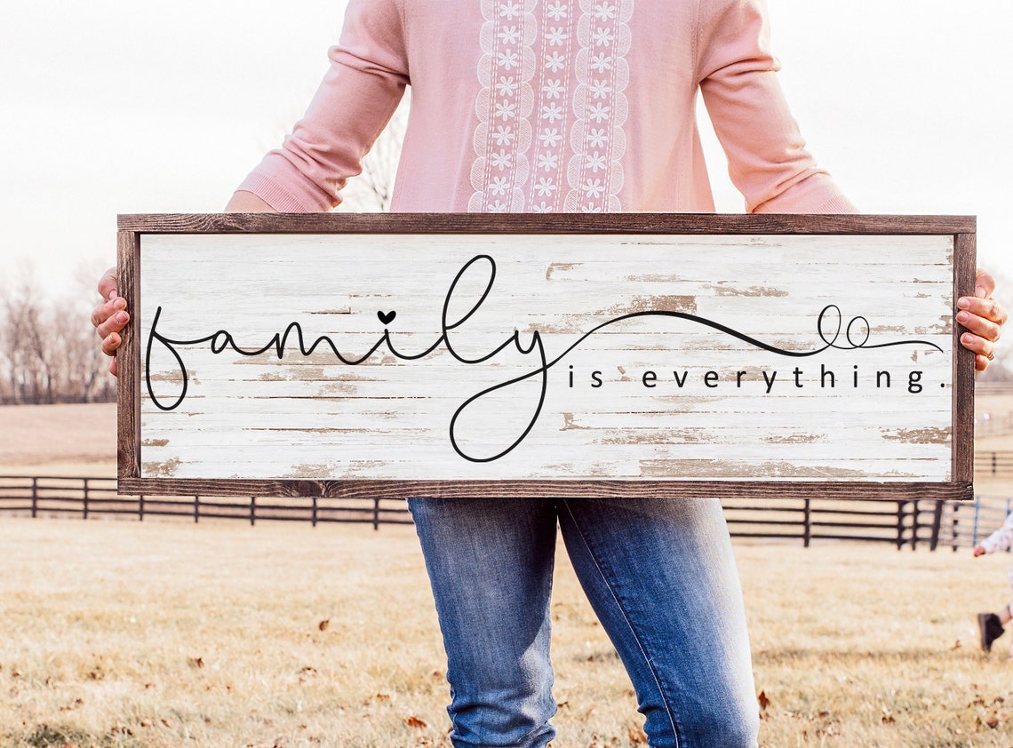 Family Is Everything Hand Lettered Rustic Faux Plank Wood Print