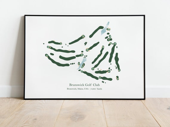 Golf Wall Art Gift Ide For Him Her Brunswick Club Course Map Golfer Living Room Usa Poster