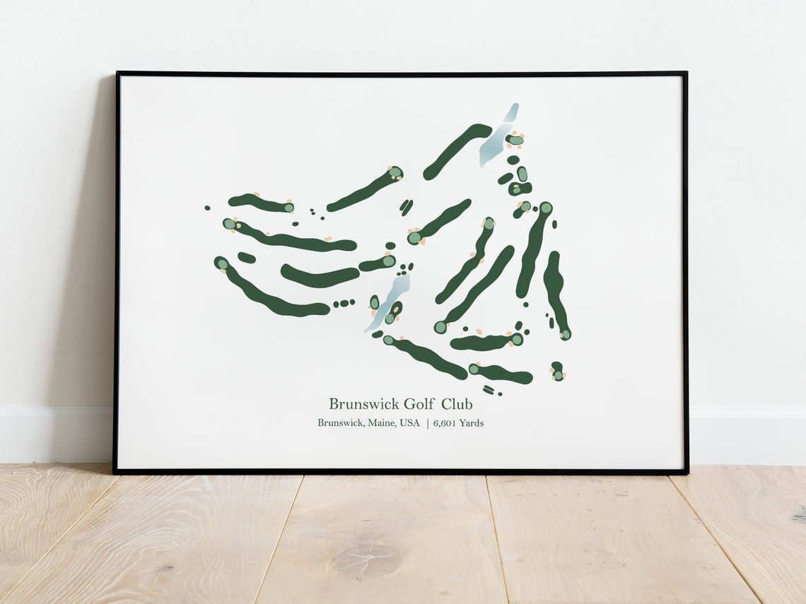 Brunswick Golf Club Maine Fairway Layout Minimalist Map Poster