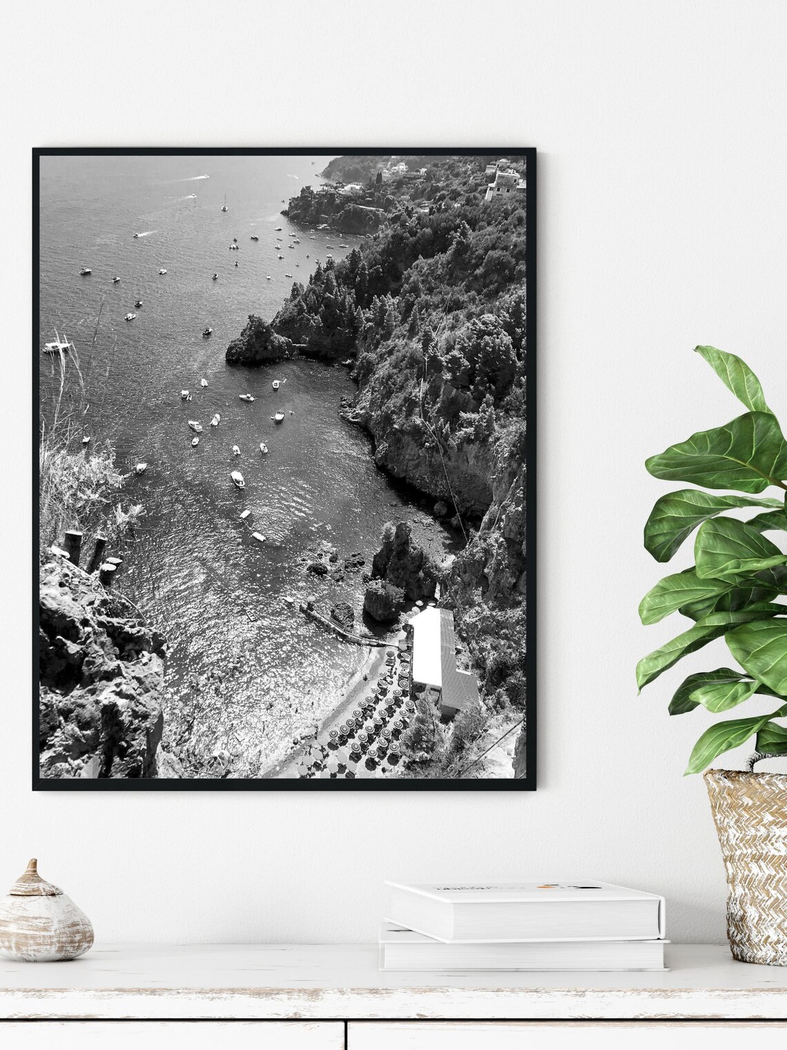 Italy Beach Poster, Black And White Coastal Print - Image 3
