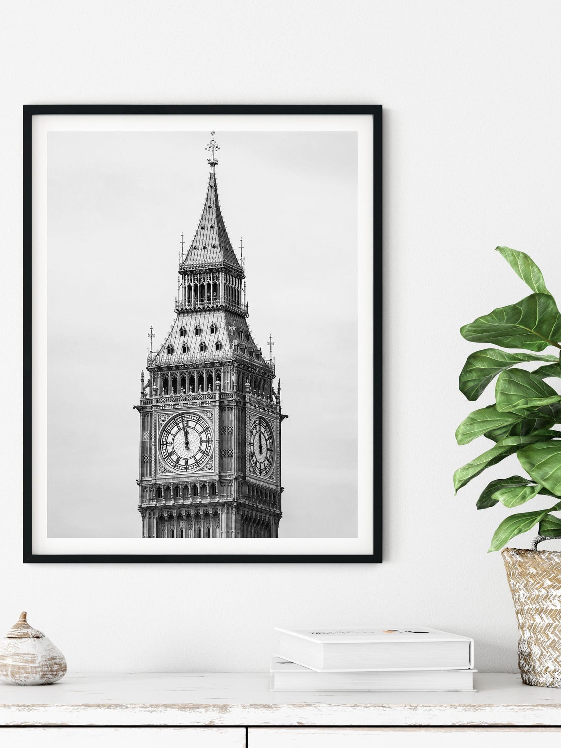 Big Ben Clock Tower Close Up Black And White London Photo Poster - Image 5