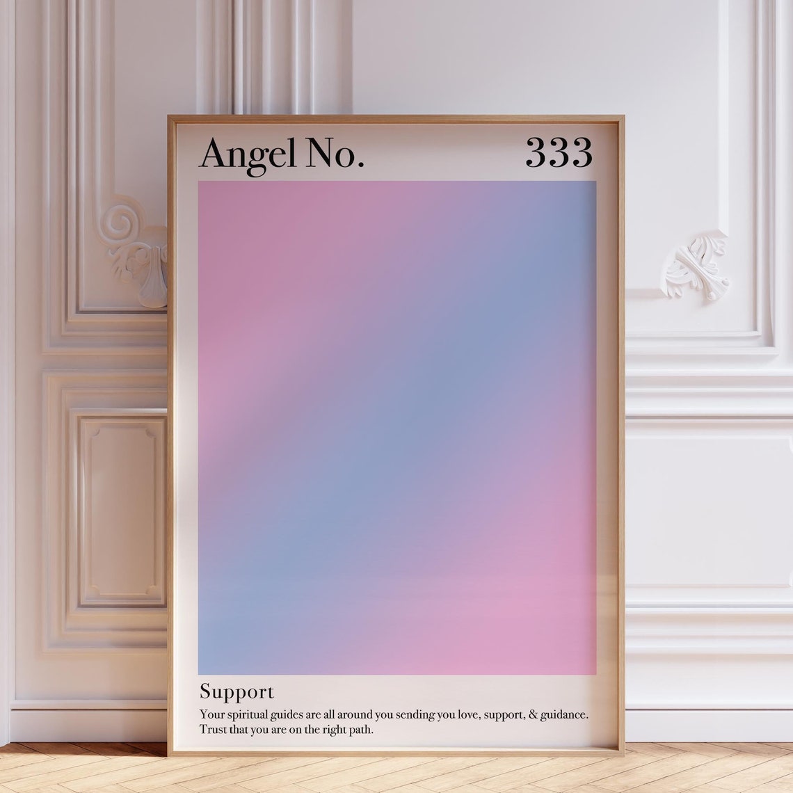 Angel No 333 Pink Blue Ombre Gradient Spiritual Support Wall Poster