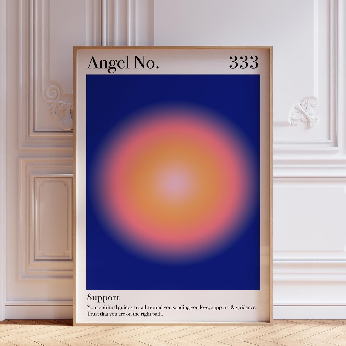 Angel Number 333 Support Blue Aura Sunset Orb Spiritual Poster