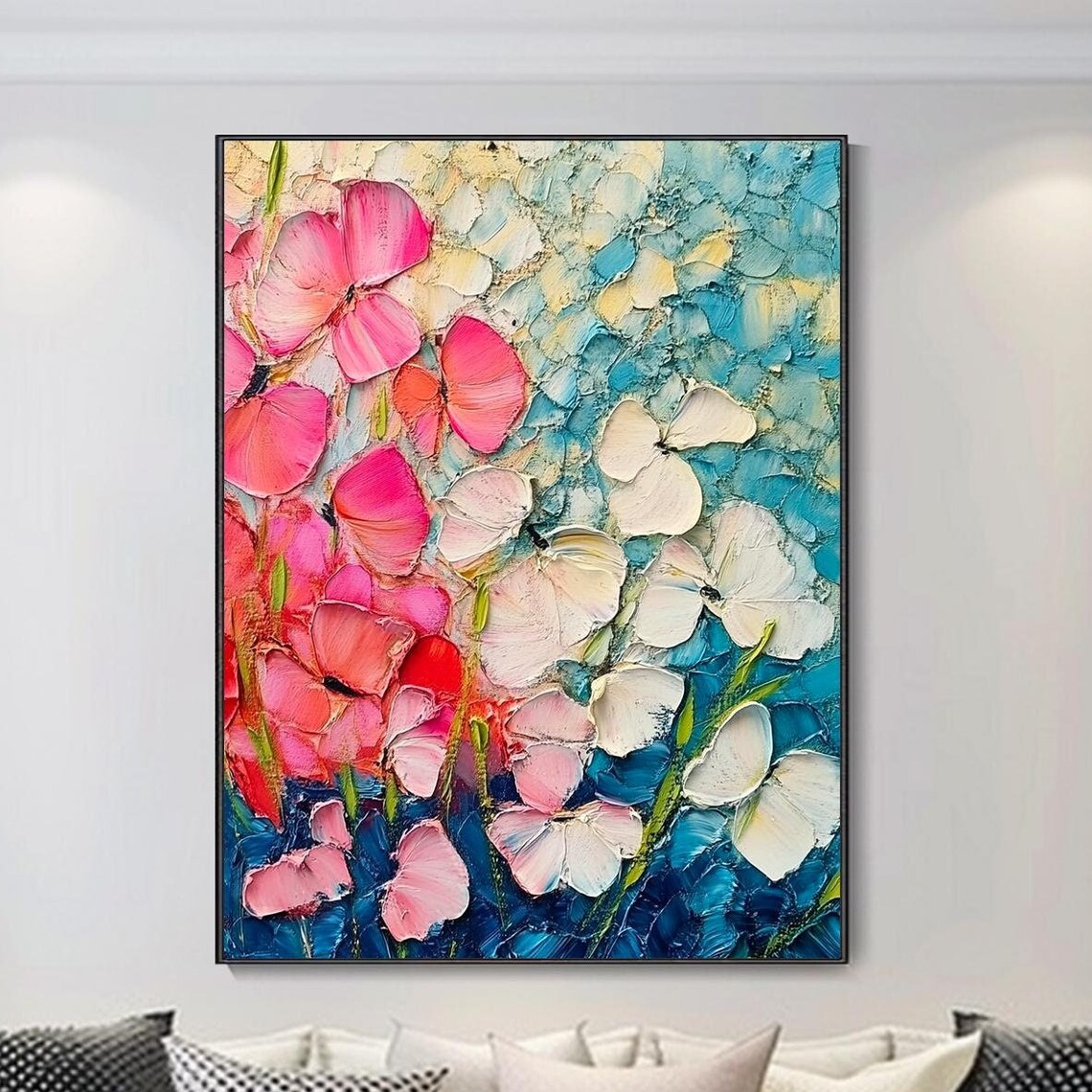 Abstract Floral Oil Painting, Textured Flower Art Print - Image 3