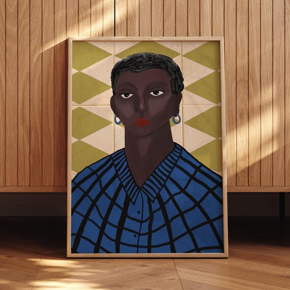 Woman In Blue Modern Poster Print