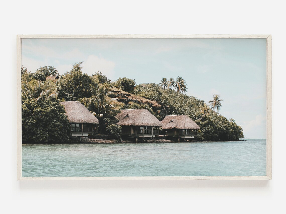 Bora Bora Overwater Bungalows Turquoise Lagoon Island Travel Poster